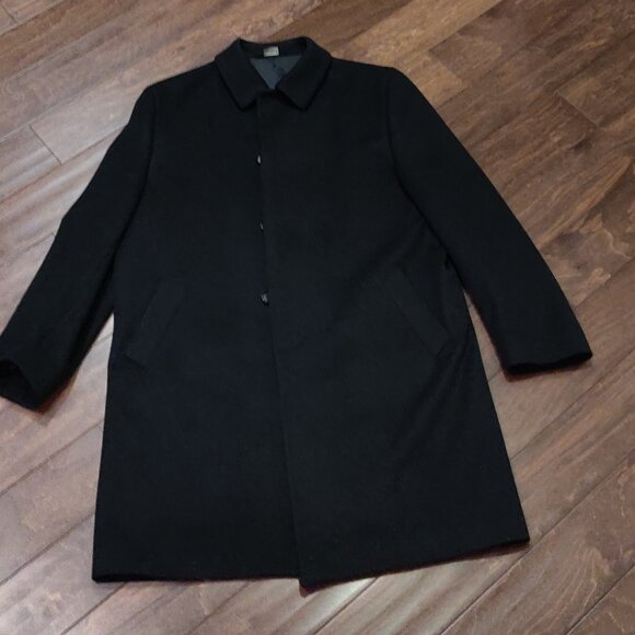 Jos. A. Bank Executive Collection Black 100% Wool Men's Top Coat SIZE 46L - Picture 3 of 11